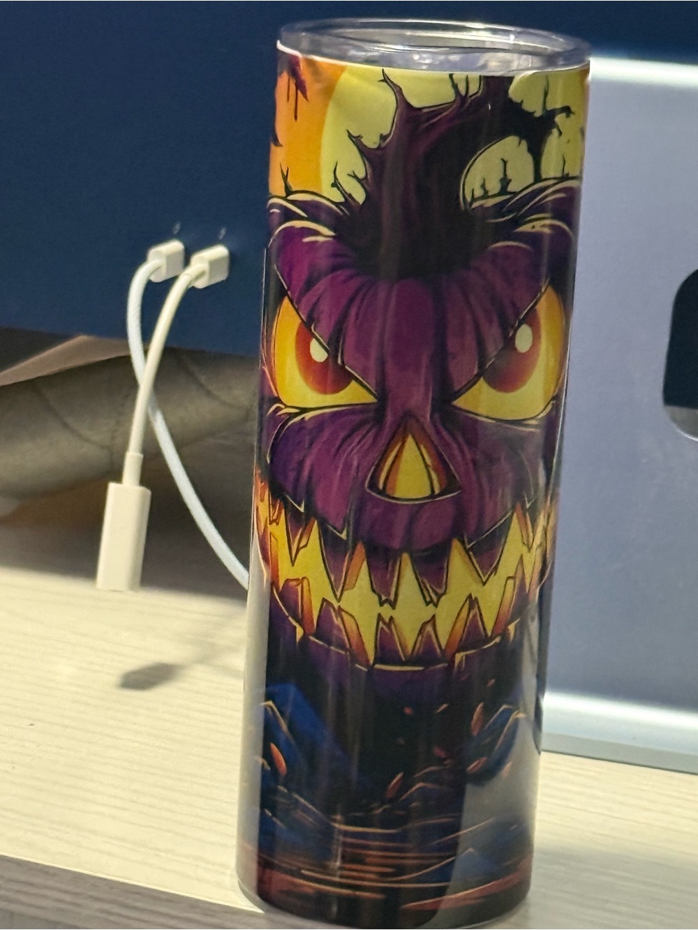 Unbranded Purple Halloween Pumpkin Insulated Tumbler with Lid